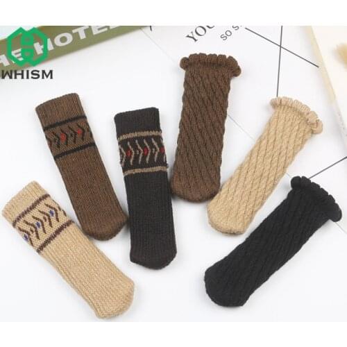 4PCS Non Slip Chair Leg Covers Double Layers Knitting Floor Protectors Thickened Furniture Legs Antiskid Chair Leg Socks