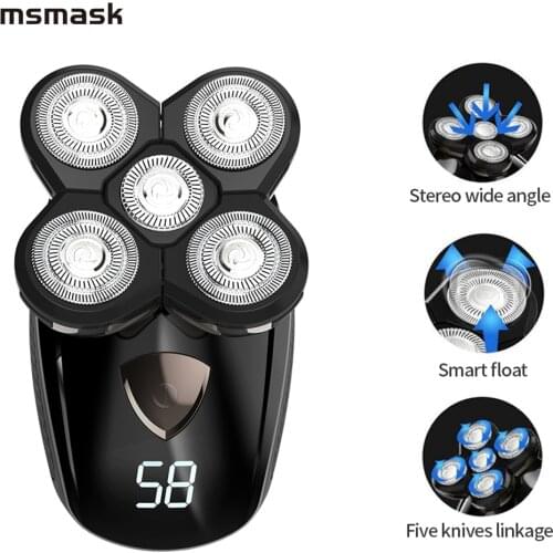 5 IN1 4D Electric Hair Trimmer Shaver Men Bald Head Shaver Beard Razor Shaver Cordless Hair Clipper LCD display Shaving Machine