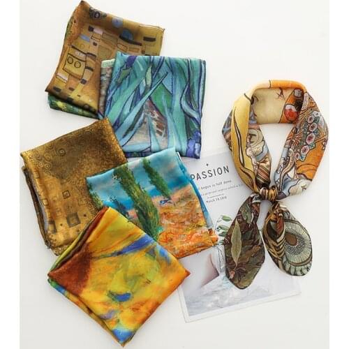 70*70 Scarf women scarf Luxury Van Gogh fashion head scarf Silk Scarf Women shawl Women scarf Hair Tie bandana scarf