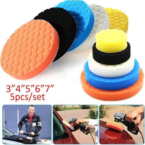 80% 2021 Hot Sell 5Pcs 3/4/5/6/7inch Car Auto Body Care Round Sponge Buffing Polishing Waxing Pad