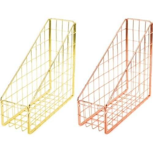 Nordic Wrought Iron Grid File Holder Simple Single Layer Desk Shelf Book Storage