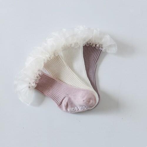 Kids Socks Infant Baby Girls Princess Socks Girls Solid Lace Stocking Anti-slip Medium Tube Cotton Floor Toddler Accessories