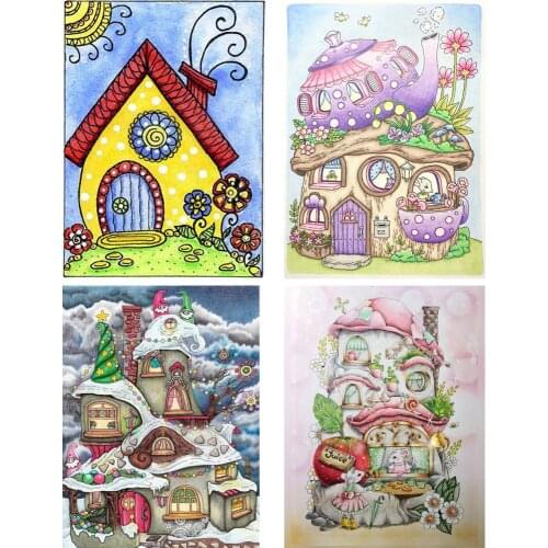 DPF 5D Cartoon house Round/Square Diamond Painting Cross Stitch Crafts Diamond Embroidery Mosaic Needlework Kits Home Decor
