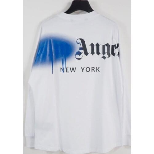 Palm Angels letter printing couple round neck cotton street hip-hop popular simple wild men women long-sleeved T-shirt