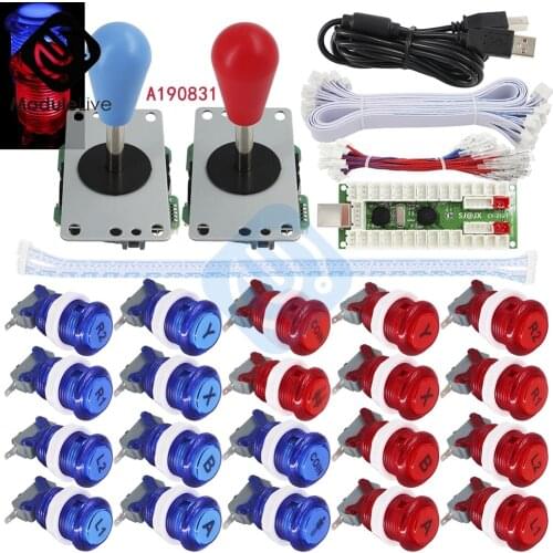Sj@jx arcade 2 Player Arcade Rocker Kit Button Rocker Ball Head With USB Cable Joystick Wire Button Wire for 2 Player 1 Player