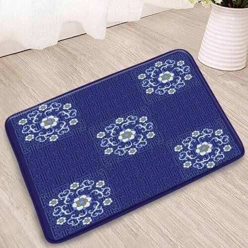 Bohemia Style Bedroom Mats Geometric Printing Doorway Welcome Carpets Bathroom Kitchen Corridor Flannel Anti-Slip Rugs Washable