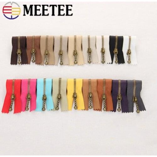 10pc Meetee Metal Zipper 15/18/20/25cm 3# Bronze Zip Close-end DIY Bag Shoes Clothes Repair Zippers Tailor Craft Sewing Acessory