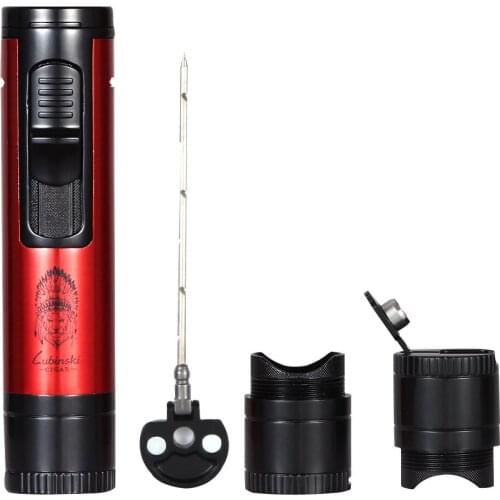 Lubinksi Torch Cigar Ligther Multifunction Windproof Gas Lighter Smoking Tool W/ Cigar Holder Punch Needle Cigars Accessories