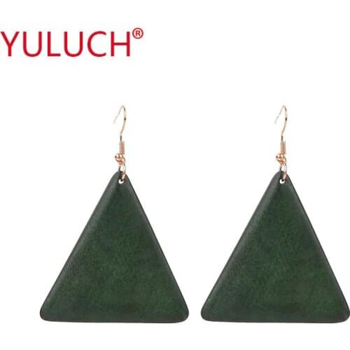 YULUCH 2018 Natural Wooden Fashion Earrings for Wood Triangle Pendant Personality Woman Jewelry Earrings Accessories Gifts
