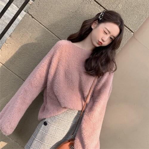 Fashion Pullover Women Velvet Sweater Long Sleeve Sweaters Oversized Knitted Woman Sweater Harajuku