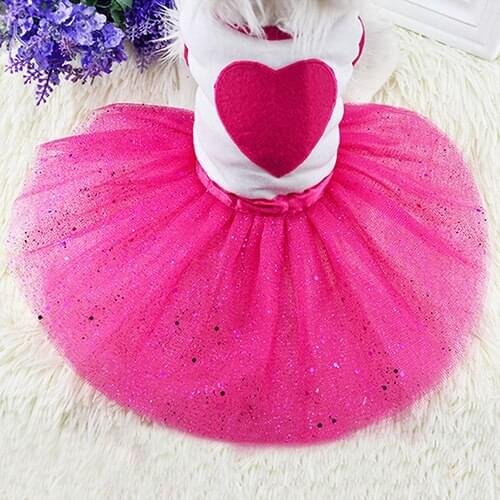 New arrival Pet Dog Love Heart Sequins Gauze Tutu Dress Skirt Puppy Cat Rose Red Clothes disfraz perro vestito cane
