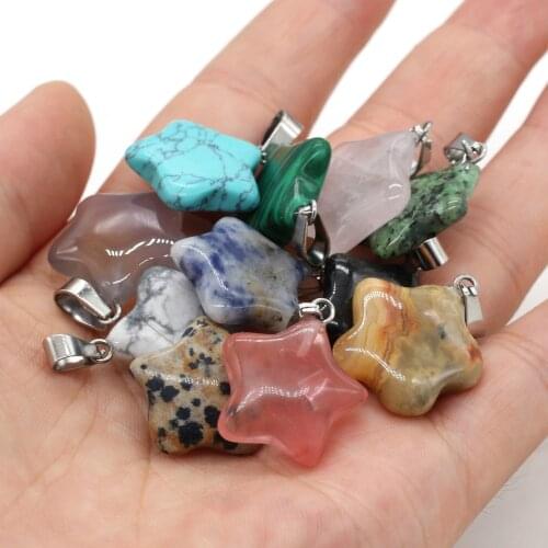 Natural Stone Pendant Five-pointed Semi-precious Stones Exquisite Charm for Jewelry Making DIY Necklace Bracelet Accessories