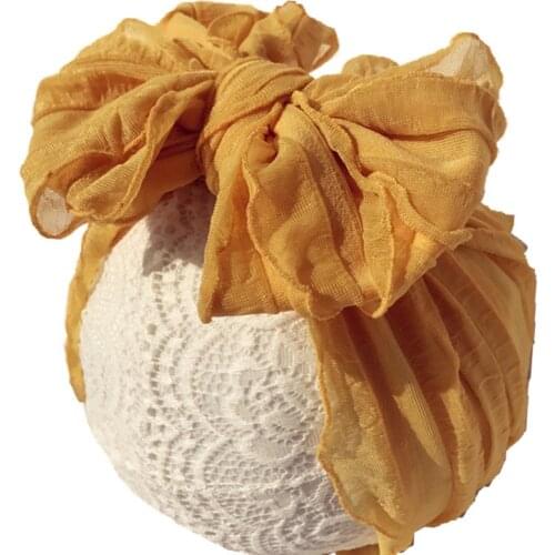 Baby Girls Headband Big Bows Hairband Solid Soft Stretch Turban Head Band Big BowKnot Head Wrap Headwear Lace Girls Headband