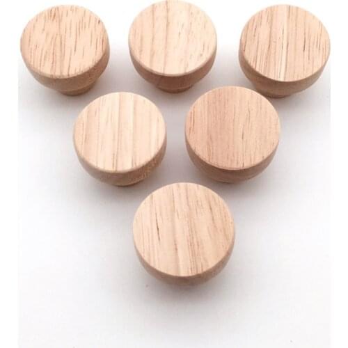 Oak Round Handle Dia 30/40/50mm Natural Wooden Cabinet Drawer Wardrobe Knobs For Cabinet Drawer Handle Furniture Hardware