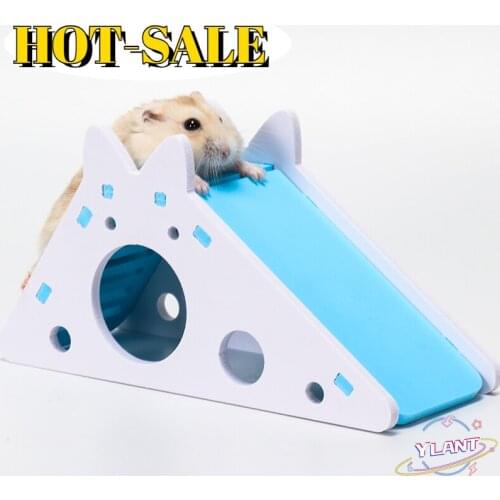 Hamster Hideout Cute Hamster Exercise Toy Wooden Hamster House with Ladder Slide for Guinea Pig Hamster Accessories Hamster Cage