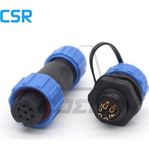 SP13 6pin Waterproofreversal connector plug and socket IP68, Female plug, male socket, Aviation cable panel Connector IP68