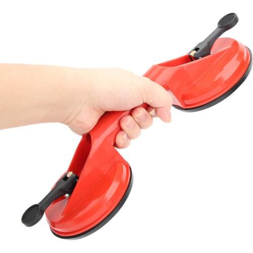 Glass Suction Cup Red Plastic Double-Head Glass Puller Tile Floor Extractor 11.5cm Double Suction Cup Lifting Tool