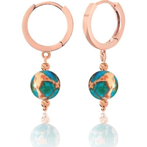 Stylish 925 Sterling Silver Earrings Circle Jewelry For Women Rose Gold Plated With Malachite Drop Earrings