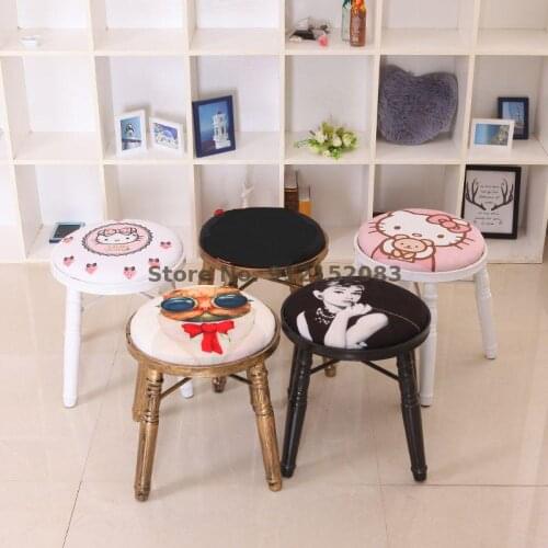 Retro dining chair wrought iron dressing stool makeup stool European creative chair shoe changing stool beauty manicure stool fa
