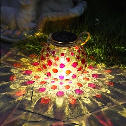 Solar Power LED Crystal Glass Ball Shadow Light Outdoor Garden Lawn Villa Balcony Solar Wave Dot Decorative Hanging Lights