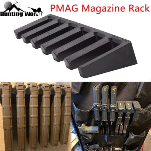 Tactical 6X Standard Magazine Rack PMAG Wall Mount Mag Holder Display Safe Storage for Hunting Airsoft AR15 Rifle Accessory