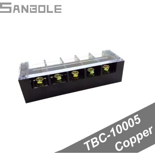 TBC-10005/TB-1005 Electric Current 100A 600V 5P Connection Terminal Blocks Wire Connector Copper with plastic cover screws