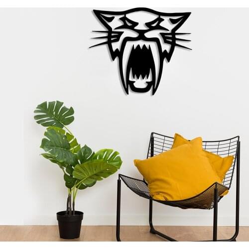 Tiger with Open Mouth Teeth Wall Room Home Accessory Wooden Table 50x42cm