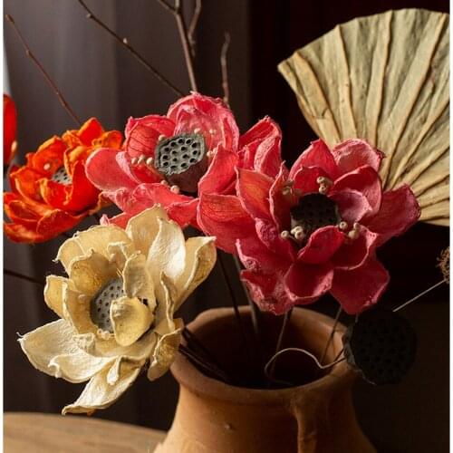 Water Lilies Handmade Plants Zen Dried Flowers Home Decoration Design Artificial Flowers Lotus Farmhouse Decor Photography Props