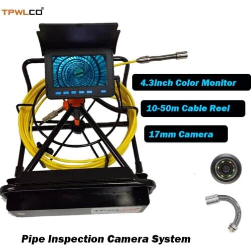 Waterproof 17mm Industrial Pipe Inspection Camera With 6pcs LED Lights10-50m Cable 4.3inch Display Drain Inspection System