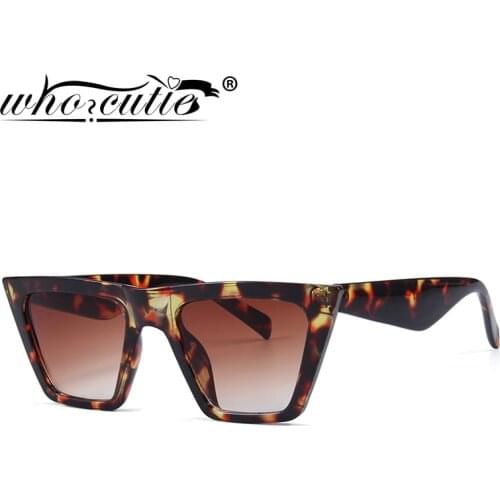 2019 Vintage Tortoiseshell Cat Eye Sunglasses Small Face Women Brand Design Retro Flat Top Square Cateye Sun Glasses Shades 436