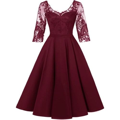 Womens Full Dress Autumn and Winter Sexy Lace Bridesmaid Dress L36540