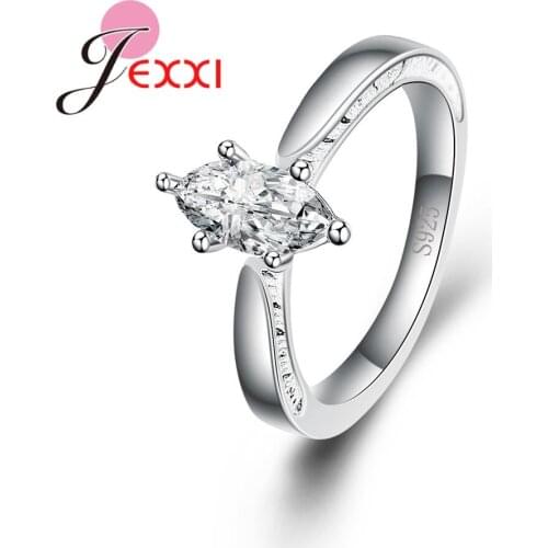 925 Sterling Silver Irregular Design Light Texture Teardrop Generous Shape Clear Cubic Zirconia Female Accessories Rings