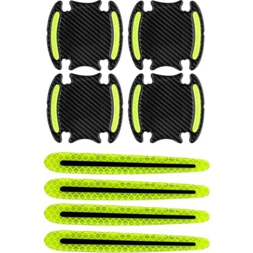 1Set Universal Plastic Green Anti Scratch Reflective Car Door Handle Bowl Protective Sticker Strip Trims Accessories