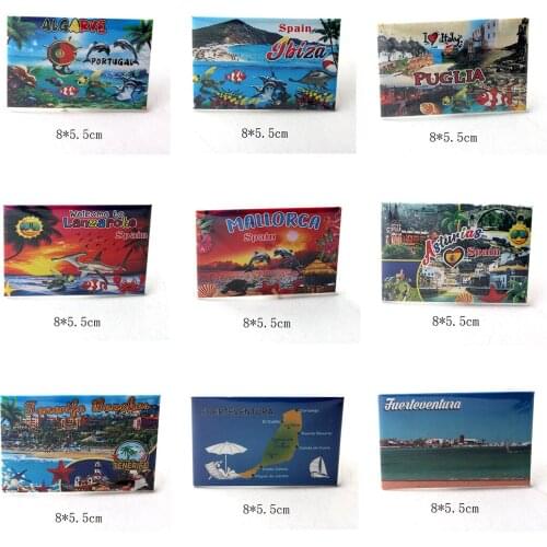 1PC 8*5.5cm spain portugal Tin Paper Refrigerator Magnet Kids gift Souvenir Home Decoration Paper Fridge Magnet
