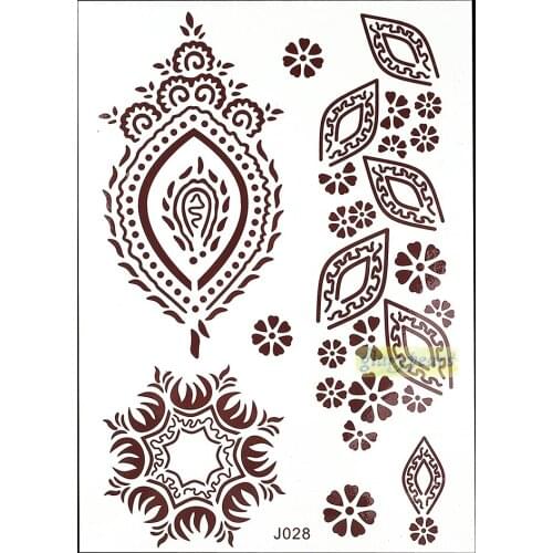 1PC Flash Metallic Waterproof Tattoo Women Brown Ink Mehndi Henna BRJ028 Finger Hand Leg Henna Flower Temporary Tattoo Sticker