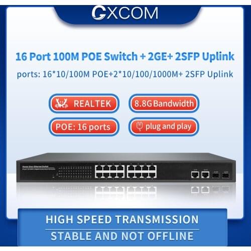16 port 100M POE SWITCH +2Giga rj45+2Giga SFP managed POE Switch,web managed,Vlan,QOS 16 POE GIGABIT SWITCH