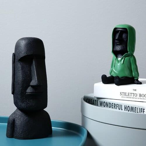 2021Easter Island Stone Statue Creative Portrait Craft Modern Home Decoration Living Room Office Decoration Gift Vase Sculpture