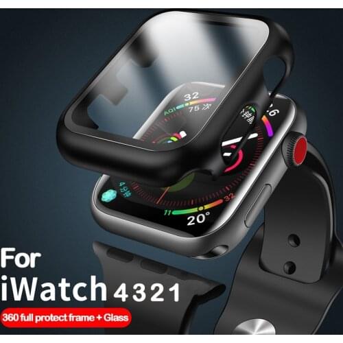 360 Tempered Glass For Apple Watch 44mm 42mm 38mm 40mm Series 6 5 4 3 Full Cover Curved Edge Frame Screen Protector For i Watch