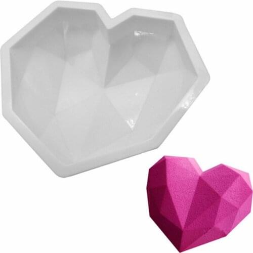 3D Heart Shape Diamond Love Chocolate Moulds Candy Silicone Cake Mold For Wedding Baking Sponge Chiffon Mousse Dessert Molds
