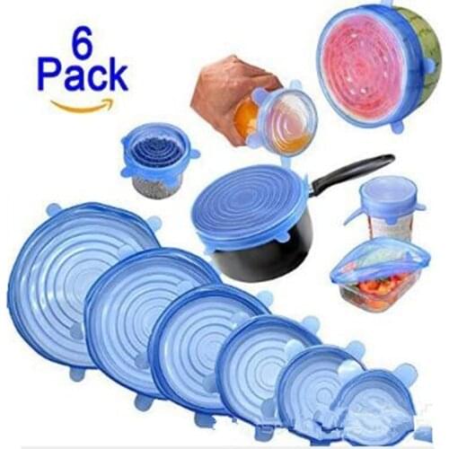 6pcs/lot Silicone Caps Lid for Food Stretch Silicone Cover Universal Fresh Covers Fruit Wrap Bowl Pot Lid Kitchen Accessories