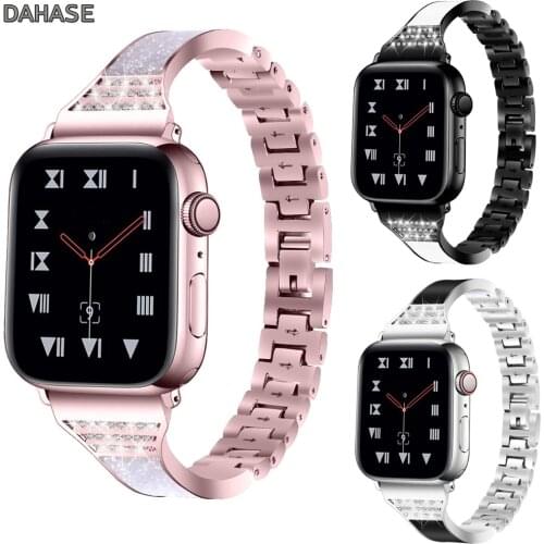 Bling Diamond Ceramic Strap For Apple Watch Band 42 44mm 38 40mm Stainless Steel Bracelet for iWatch Series 5 4 3 2 1 Watchband