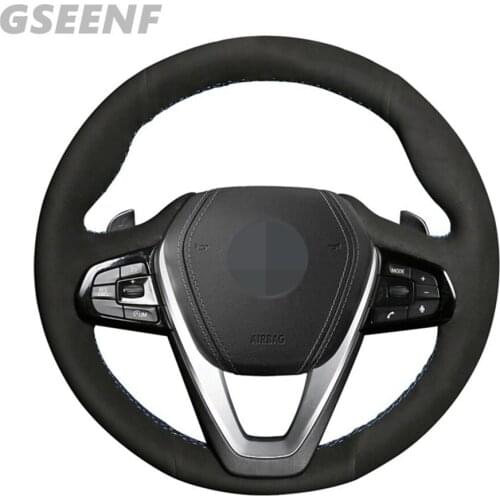 Car Steering Wheel Cover For BMW G32 GT 630i 630d 2018-2017 G30 530i 540i 520d 530e 2018-2016 Black Hand-stitched Suede