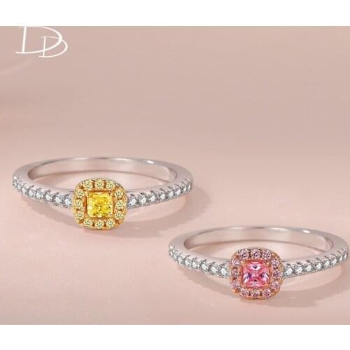 DODO Fashion Wedding Bridal Engagement Rings For Women Cubic Zirconia Pink/Yellow Stone Shine Luxury Jewelry Drop Shipping DD518
