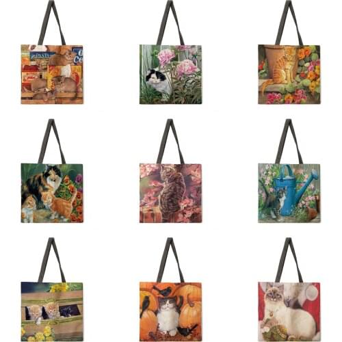 Cats and flowersLadies handbagsLadies handbagsLadies shoulder bagsOutdoor beach handbagsFashion shopping bags