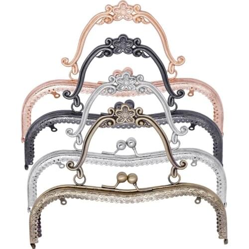 LMDZ 1PCS Antique Bronze Flower Bud Head Metal Purse Frame Handle Kiss Clasp Lock for Bag Sewing Craft Tailor Accessories