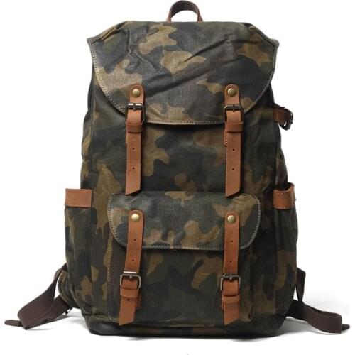 MilitaryWax Camouflage canvas backpack bags for Traveling School Shoulder bags Of Camping hiking bags with large capacity bags
