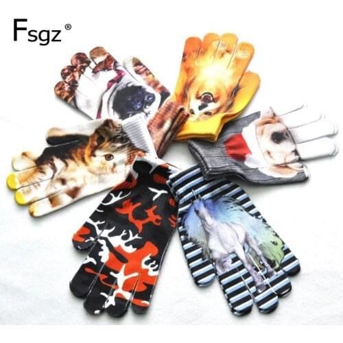 Guantes Adult Warm Gloves Soft Quality Knitted Funny 3d Animal Print Glove for Men and Women Sport Runing Gloves