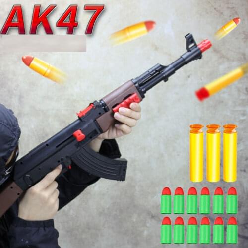 AK47 Soft Rubber Bullet Rifle Gun Toy Airsoft Manual Simulation Gun Weapon For Adults CS Fighting Shooting Games