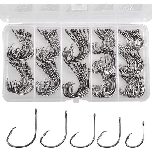 Circle Offset Hooks Saltwater Fishing Hooks Kit 160Pcs High Carbon Steel Octopus Hooks for Saltwater Freshwater Fishing Tackle