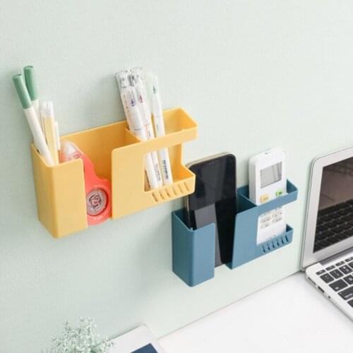 066E Wall Mounted Plastic Storage Organizer Bin Box Makeup- Organizer Adhesive Bathroom Ledge Shelf for Home Decor